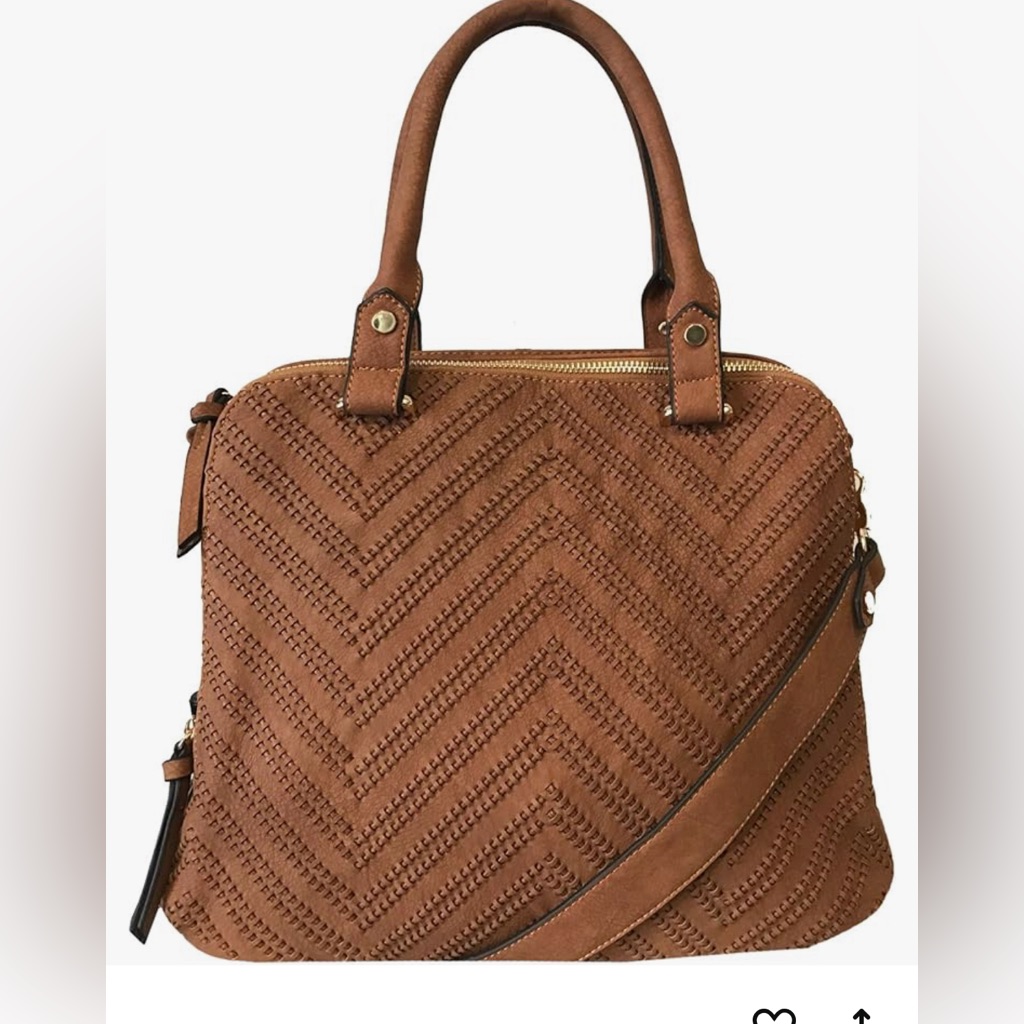 Violet Ray Logan Woven Front Satchel - Tan